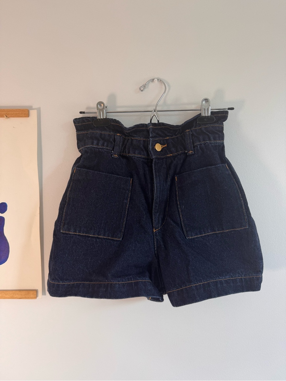 High-Waist Dark Blue Denim Women's Shorts